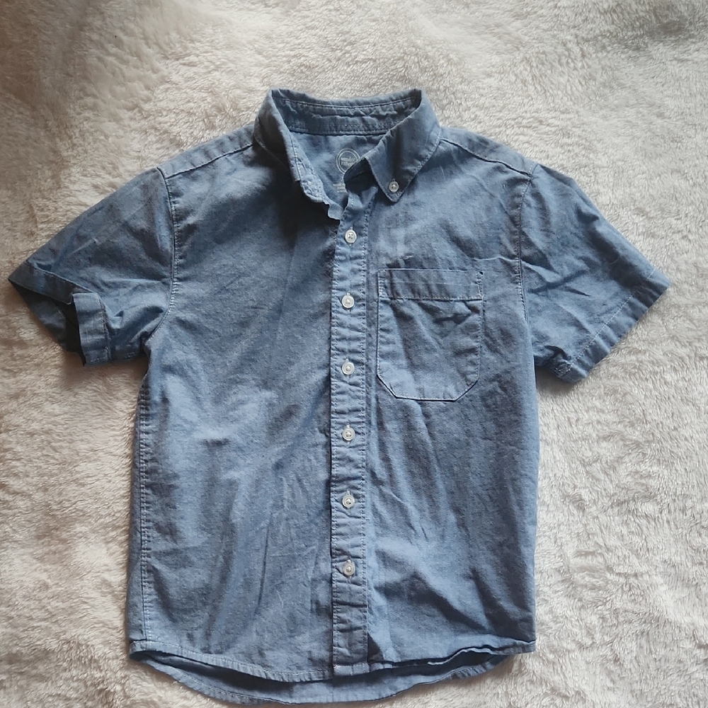 Wonder Nation Classic Chambray Blue Boy's Shirt, SZ 8